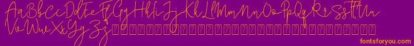 Corline Signature Font – Orange Fonts on Purple Background