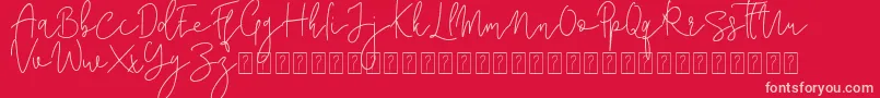 Corline Signature-fontti – vaaleanpunaiset fontit punaisella taustalla