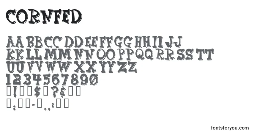 Schriftart CornFed (124031) – Alphabet, Zahlen, spezielle Symbole
