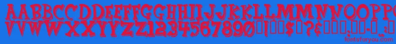 CornFed Font – Red Fonts on Blue Background