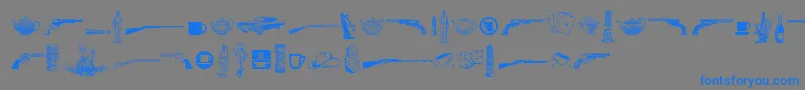 Cornucopia of Dingbats Seven Font – Blue Fonts on Gray Background