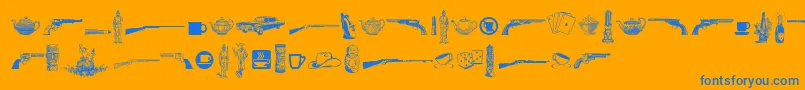Cornucopia of Dingbats Seven Font – Blue Fonts on Orange Background