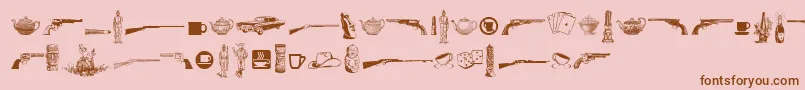 Cornucopia of Dingbats Seven Font – Brown Fonts on Pink Background