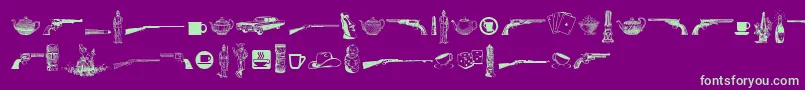 Cornucopia of Dingbats Seven-fontti – vihreät fontit violetilla taustalla