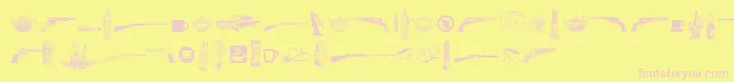 Cornucopia of Dingbats Seven Font – Pink Fonts on Yellow Background