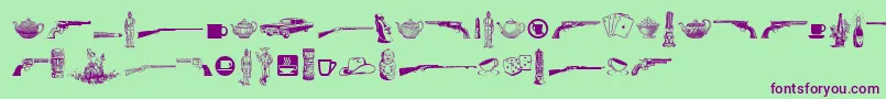 Cornucopia of Dingbats Seven Font – Purple Fonts on Green Background