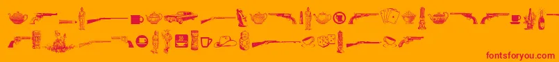 Cornucopia of Dingbats Seven Font – Red Fonts on Orange Background
