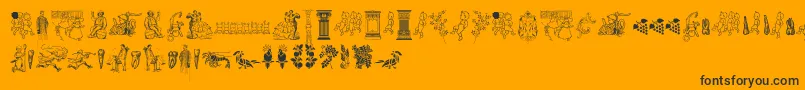 Cornucopia of Dingbats Two Font – Black Fonts on Orange Background