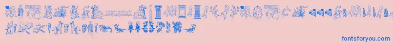 Cornucopia of Dingbats Two-Schriftart – Blaue Schriften auf rosa Hintergrund