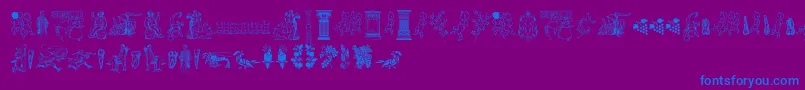 Cornucopia of Dingbats Two-Schriftart – Blaue Schriften auf violettem Hintergrund