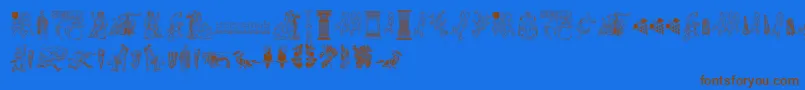 フォントCornucopia of Dingbats Two – 茶色の文字が青い背景にあります。