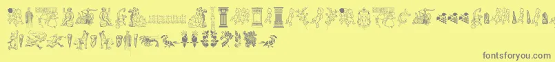 Fonte Cornucopia of Dingbats Two – fontes cinzas em um fundo amarelo