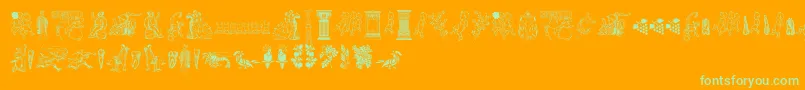 Cornucopia of Dingbats Two Font – Green Fonts on Orange Background