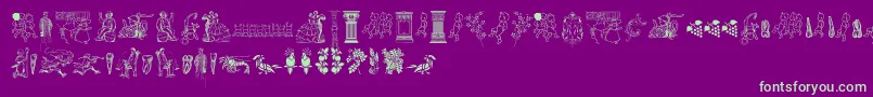 Cornucopia of Dingbats Two-fontti – vihreät fontit violetilla taustalla