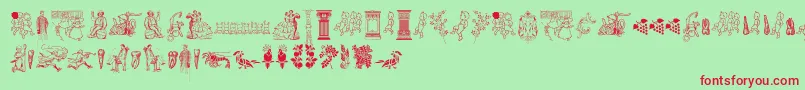 Cornucopia of Dingbats Two-fontti – punaiset fontit vihreällä taustalla