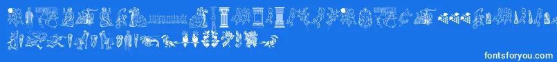 Cornucopia of Dingbats Two Font – White Fonts on Blue Background