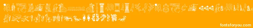 Cornucopia of Dingbats Two Font – White Fonts on Orange Background