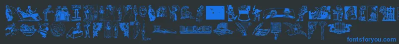 Cornucopia of Dingbats Font – Blue Fonts on Black Background