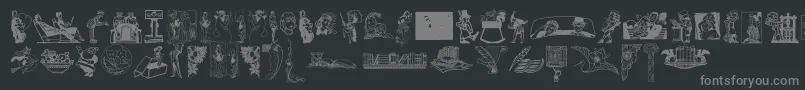 Cornucopia of Dingbats-Schriftart – Graue Schriften auf schwarzem Hintergrund
