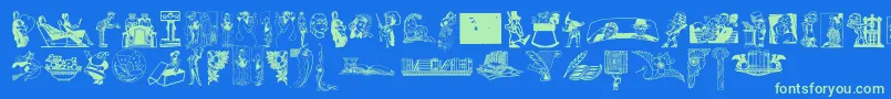 Cornucopia of Dingbats Font – Green Fonts on Blue Background