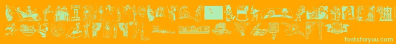 Cornucopia of Dingbats Font – Green Fonts on Orange Background