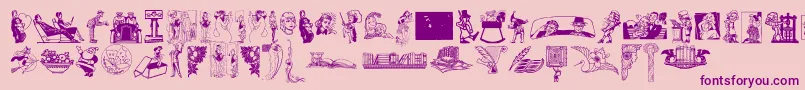 Czcionka Cornucopia of Dingbats – fioletowe czcionki na różowym tle