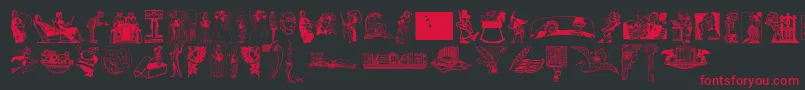 フォントCornucopia of Dingbats – 黒い背景に赤い文字