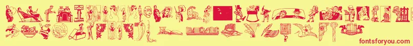Cornucopia of Dingbats Font – Red Fonts on Yellow Background