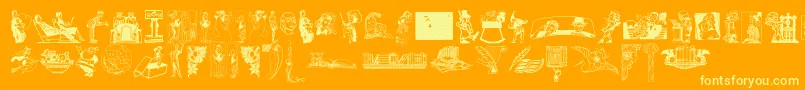 Cornucopia of Dingbats Font – Yellow Fonts on Orange Background