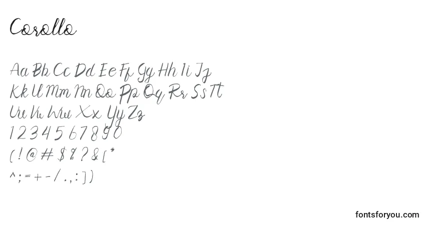 Шрифт Corollo – алфавит, цифры, специальные символы