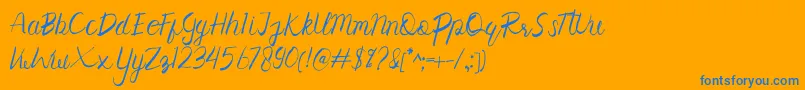 Corollo-Schriftart – Blaue Schriften auf orangefarbenem Hintergrund