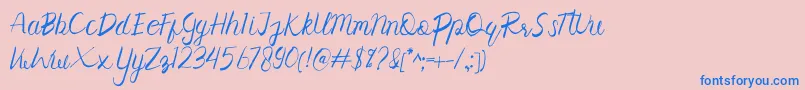 Corollo-Schriftart – Blaue Schriften auf rosa Hintergrund