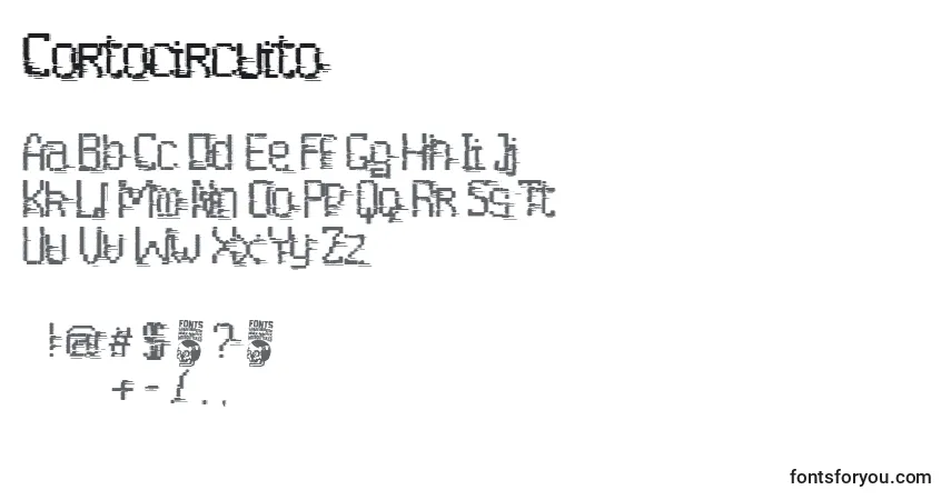 A fonte Cortocircuito – alfabeto, números, caracteres especiais