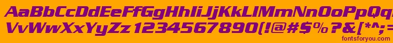 SerpentinedbolItalic-Schriftart – Violette Schriften auf orangefarbenem Hintergrund