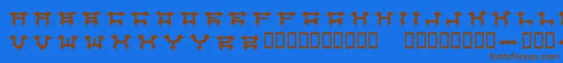 フォントCOSMBV   – 茶色の文字が青い背景にあります。