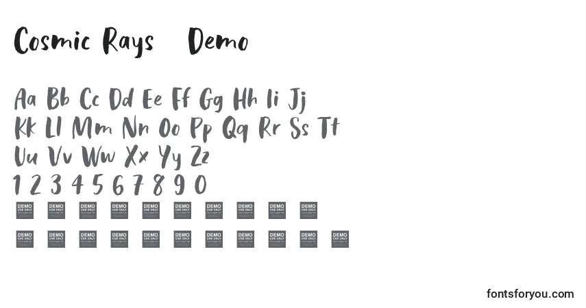 Cosmic Rays   Demo Font – alphabet, numbers, special characters