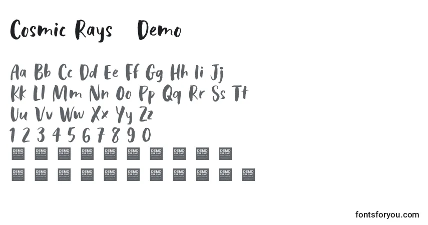 Czcionka Cosmic Rays   Demo – alfabet, cyfry, specjalne znaki