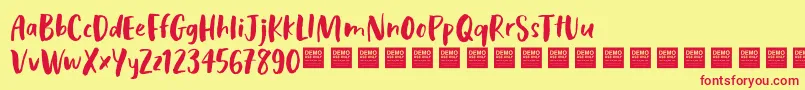 Cosmic Rays   Demo Font – Red Fonts on Yellow Background