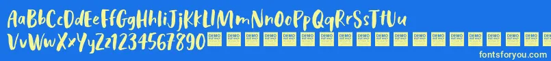 Cosmic Rays   Demo Font – Yellow Fonts on Blue Background