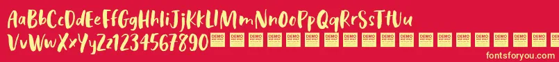 Cosmic Rays   Demo Font – Yellow Fonts on Red Background