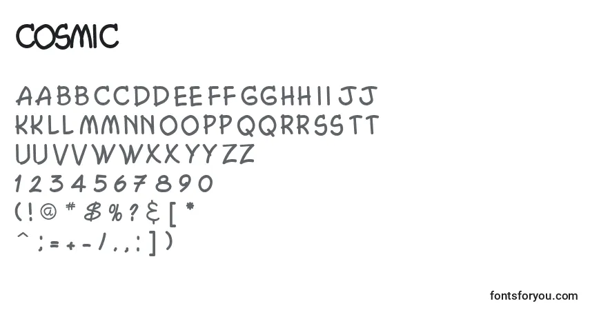 Schriftart Cosmic (124043) – Alphabet, Zahlen, spezielle Symbole
