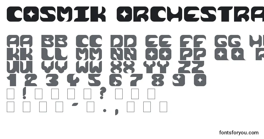 Schriftart Cosmik Orchestra – Alphabet, Zahlen, spezielle Symbole