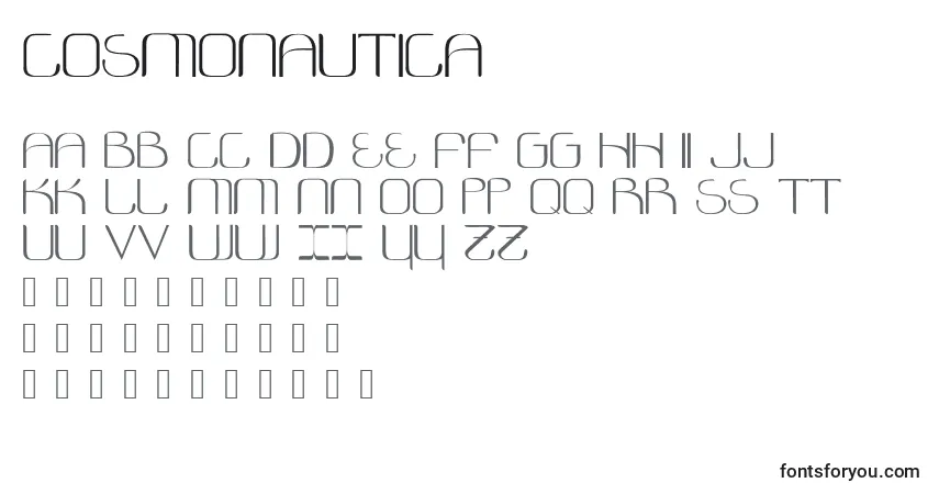 Schriftart Cosmonautica – Alphabet, Zahlen, spezielle Symbole