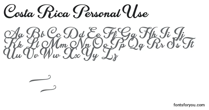 Costa Rica Personal Use-fontti – aakkoset, numerot, erikoismerkit