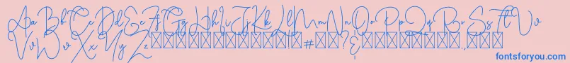 Cothelina-Schriftart – Blaue Schriften auf rosa Hintergrund