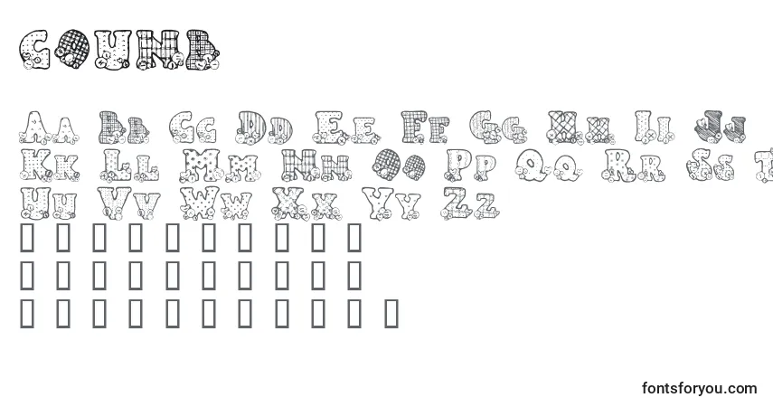 A fonte COUNB    (124050) – alfabeto, números, caracteres especiais