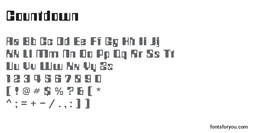 A fonte Countdown (124051) – alfabeto, números, caracteres especiais
