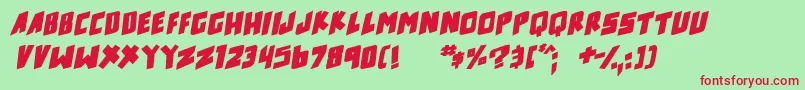 counter hit Bold Italic-fontti – punaiset fontit vihreällä taustalla
