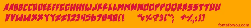 counter hit Bold Italic-Schriftart – Rote Schriften auf orangefarbenem Hintergrund