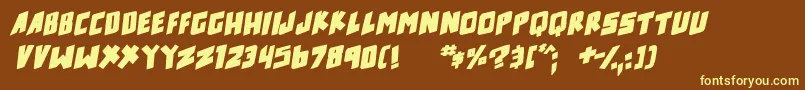 counter hit Bold Italic-Schriftart – Gelbe Schriften auf braunem Hintergrund